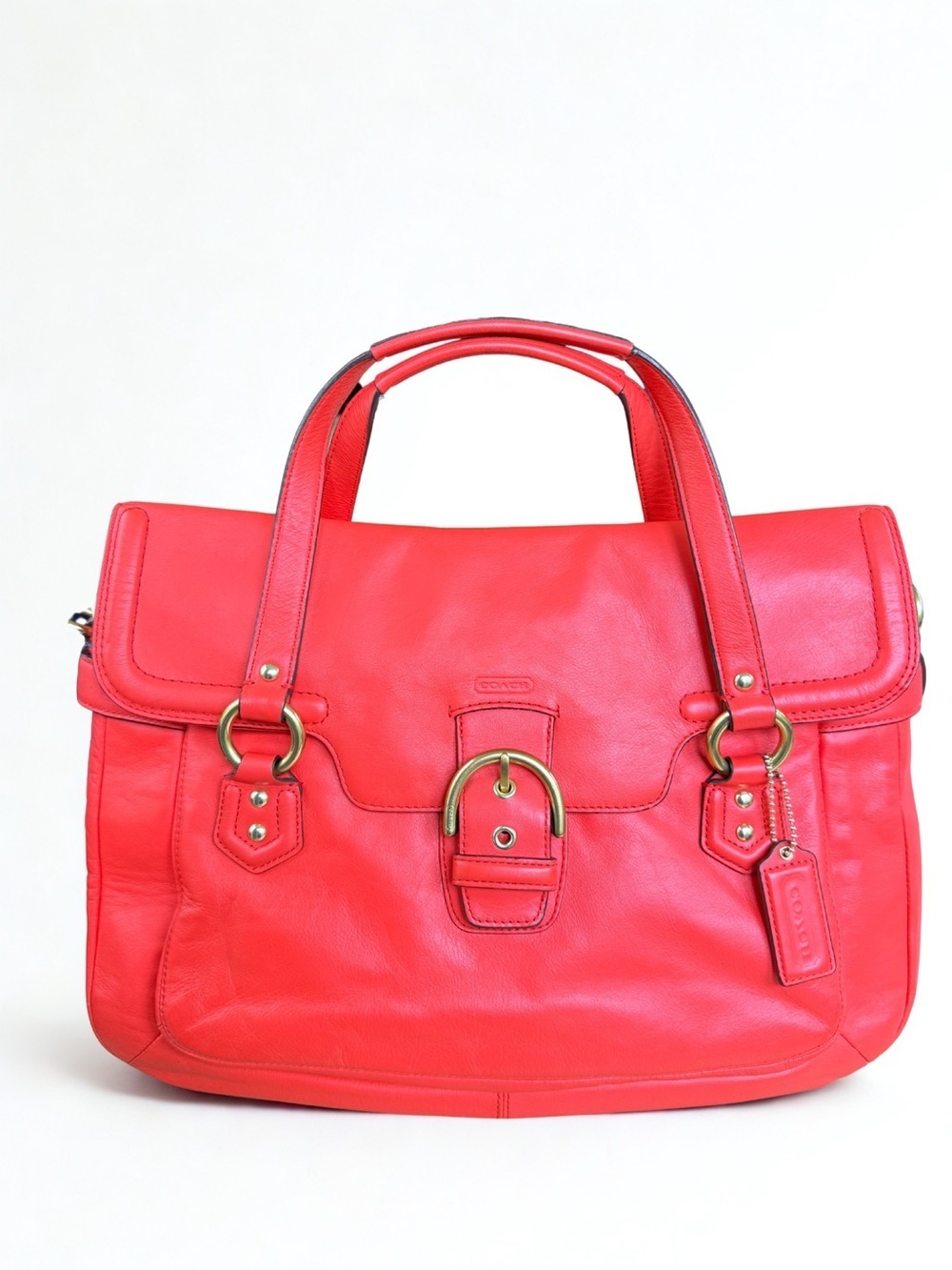 ✨ Coach Campbell Eva Flap Satchel | Smooth Leather Crossbody F26127 Coral - Picture 4 of 12